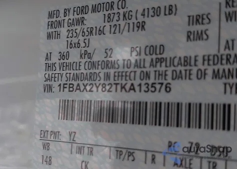 2026 Ford Transit-350 Passenger Van Xlt from USA, damaged, VIN 1FBAX2Y82TKA13576